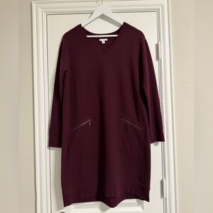 J. Jill Deep Burgundy Waffle Knit Dress